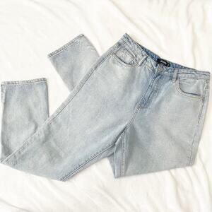 Missguided boyfriend jeans light blue denim high rise size 8